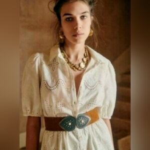 Sezane Jasmine Eyelet Embroidery Dress Size French 40, Size 8